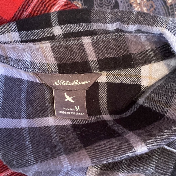 EDDIE BAUER MULTI TONE FLANNEL BUTTON UP TWO FRONT POCKETS LADIES MEDIUM - Picture 5 of 5